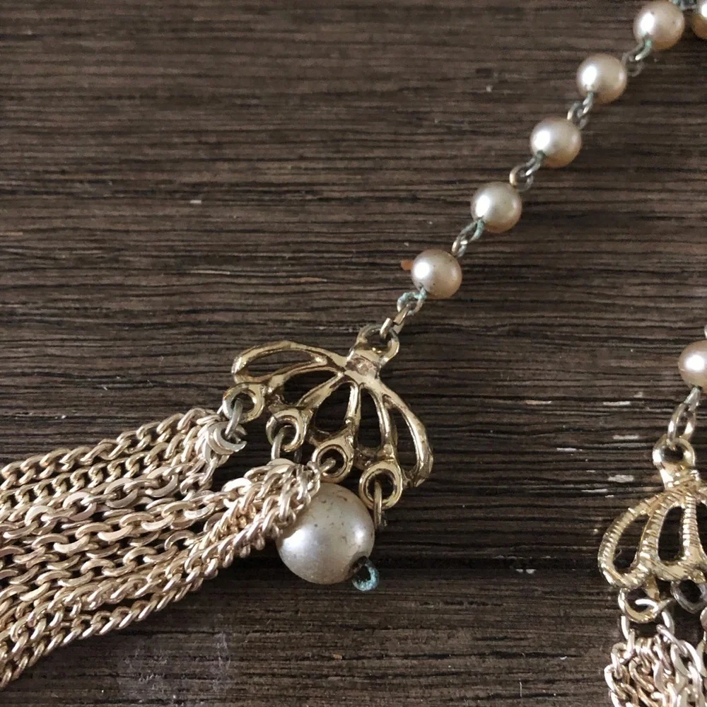 Vintage gold layered chain necklace